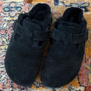 Birkenstock Black Boston Shearling